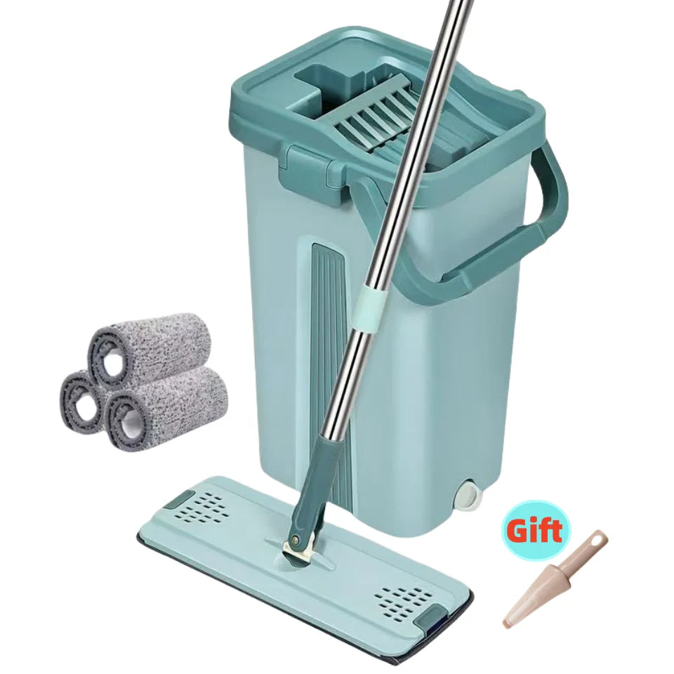 Flat Squeeze Mop With Hands Bucket Multi Use For Hardwood